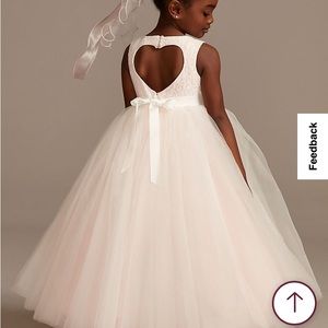 Girls flower girl or formal dress with heart shaped cut out.